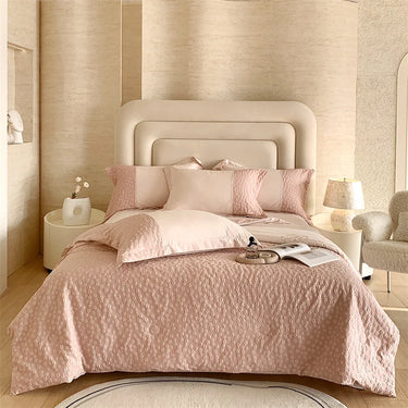 Pink Flowers Patchwork Cotton Embroidery Princess Bedding
